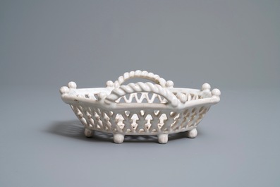 An octagonal reticulated white Delftware basket, Delft or Frankfurt, 17th C.